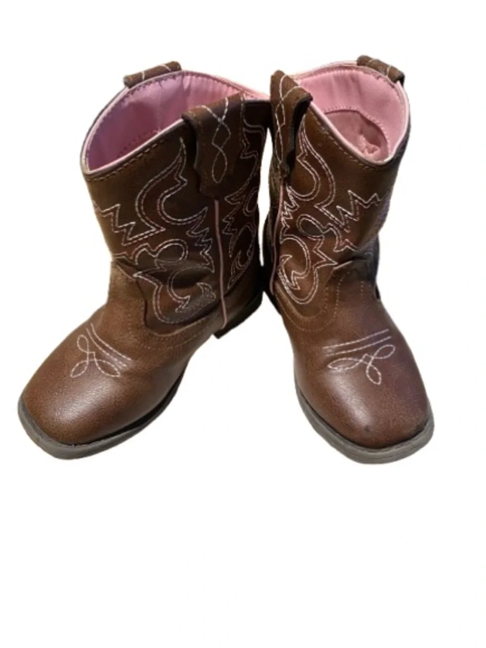 Kids little girl Brown Cowgirl Boots Wonder Nation’s Pink Lining in size 8